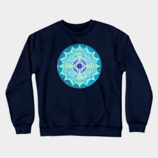 AQUA LOTUS SKY MANDALA, FLOWER LEAF MANDALA, TURQUOISE LOVERS MANDALA Crewneck Sweatshirt